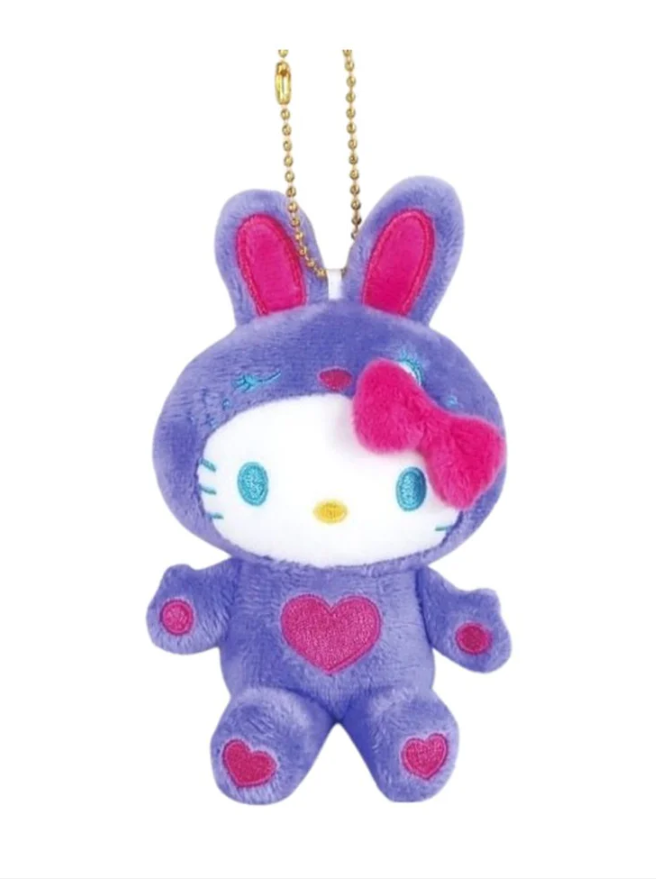Plush Keychain Hello Kitty Colorful Bunny Purple
