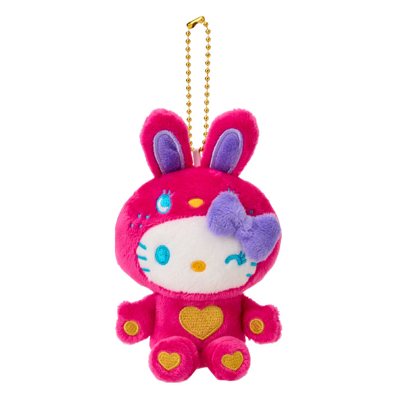 Plush Keychain Hello Kitty Colorful Bunny Rose Red