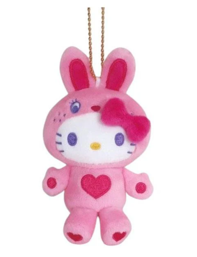 Plush Keychain Hello Kitty Colorful Bunny Pink