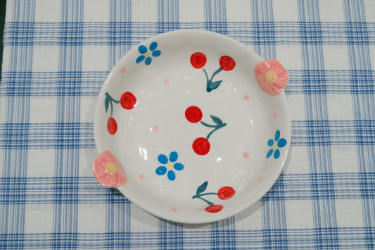 Cherry and Floral Underglaze Ceramic Tableware