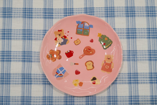 Cute Pink Bear Underglaze Ceramic Tableware