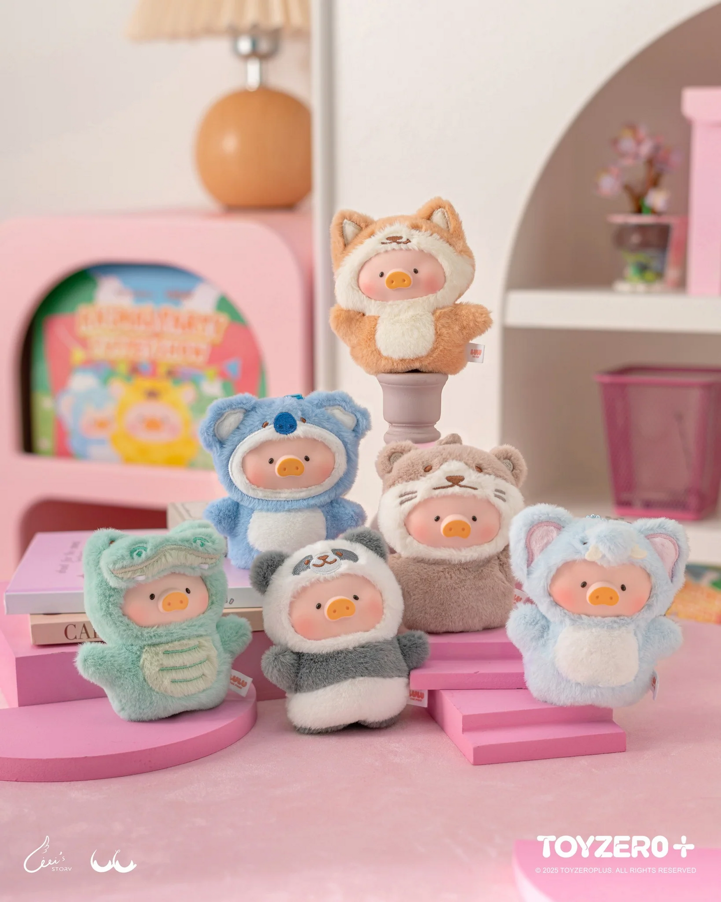 LuLu The Piggy Animal Party Forest Theater Series Finger Puppet Plush Keychain Blind Box