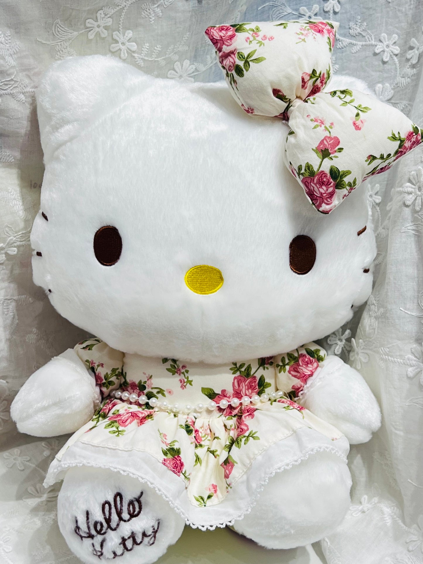 Sanrio Licensed Floral Dress Hello Kitty Plush