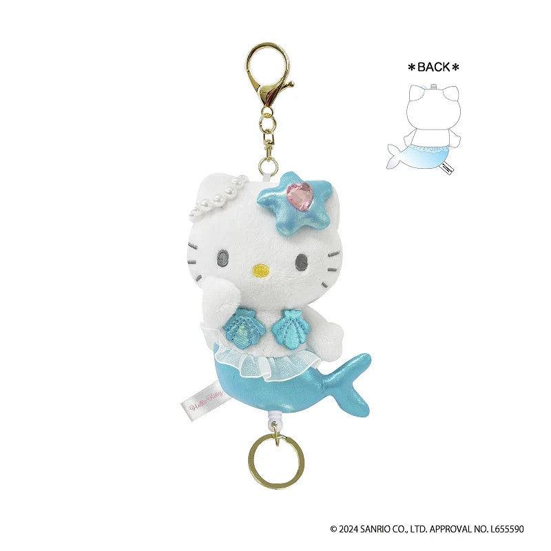 Plush Keychain with Reel Hello Kitty Mermaid Blue