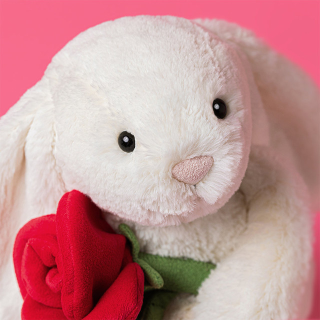Jellycat Cream Bunny with Rose 31cm