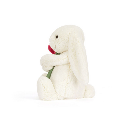 Jellycat Cream Bunny with Rose 31cm