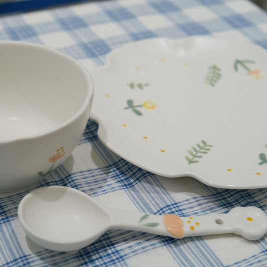 Matte Embossed Floral Underglaze Ceramic Tableware