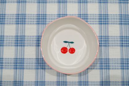 Cherry Pink Gingham Underglaze Ceramic Tableware
