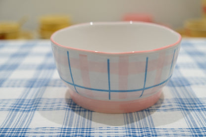 Cherry Pink Gingham Underglaze Ceramic Tableware