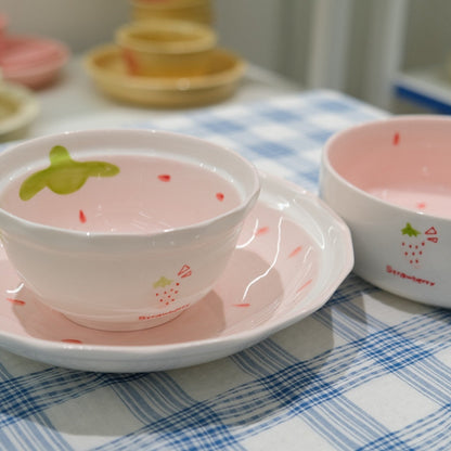 Strawberry-Style Underglaze Ceramic Tableware