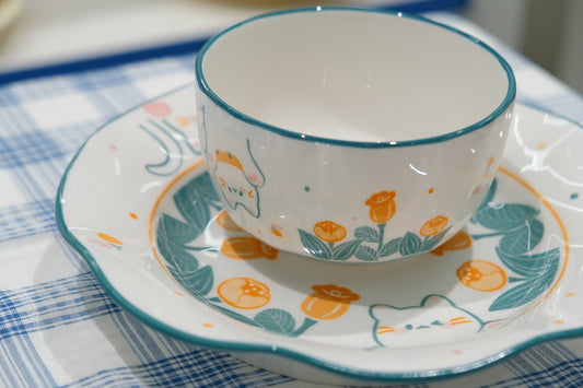 Floral Kitten Underglaze Ceramic Tableware