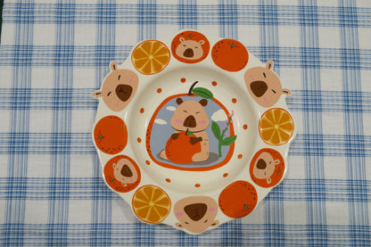 Capybara and Bunny Colorful Ceramic Tableware