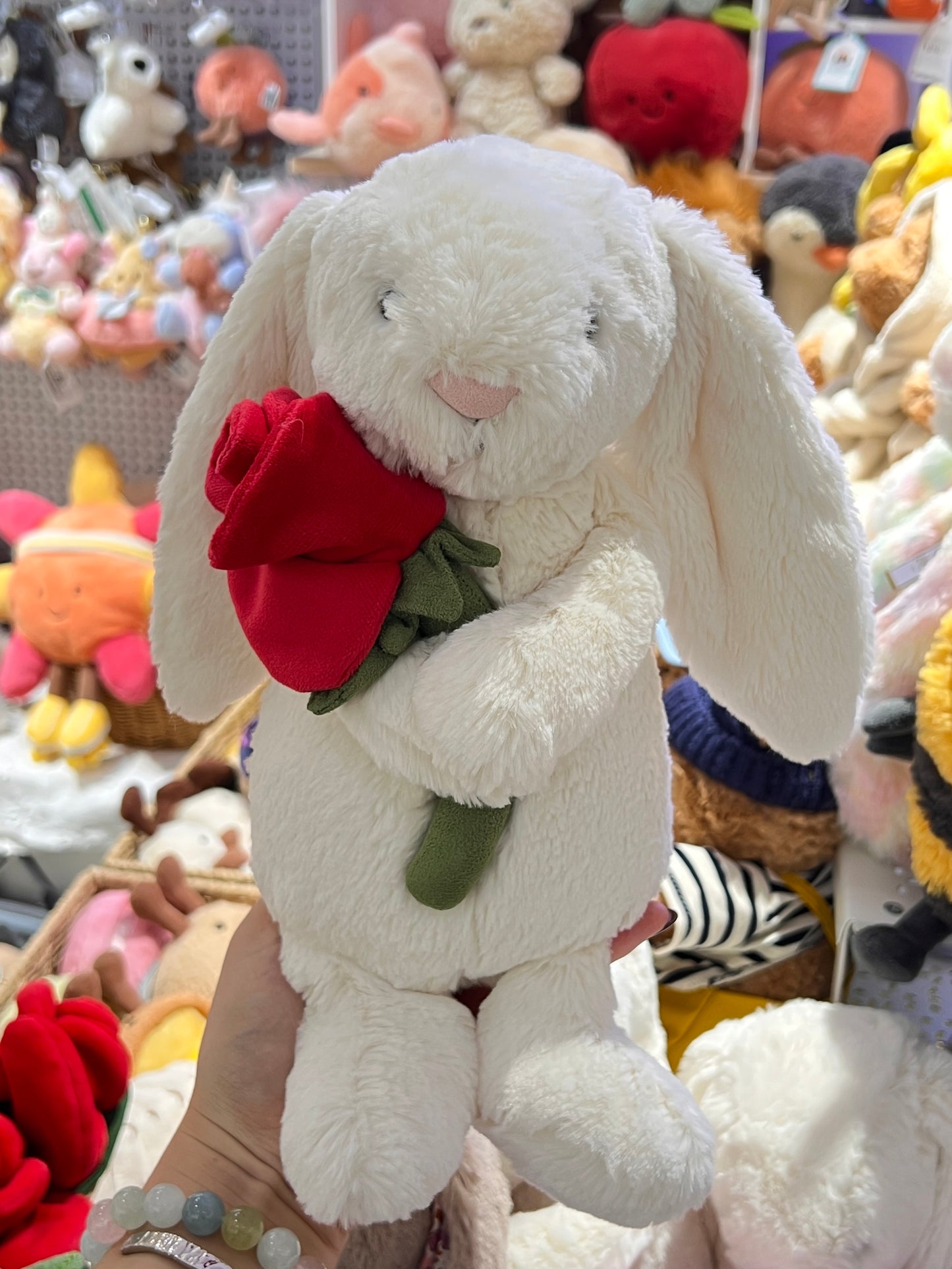 Jellycat Cream Bunny with Rose 31cm