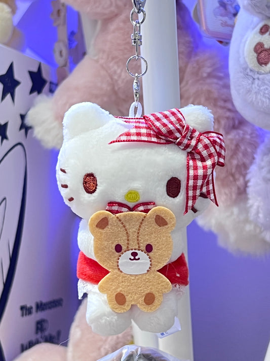 Japan Sanrio Hello Kitty with Bear Plush Keychain