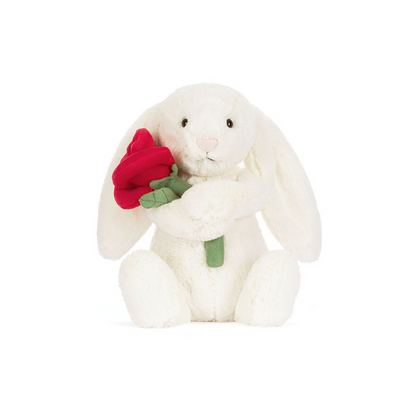 Jellycat Cream Bunny with Rose 31cm