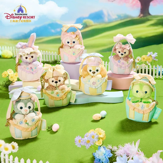 2025 Shanghai Disneyland Duffy and Friends Spring Flower Basket Plush Keychain