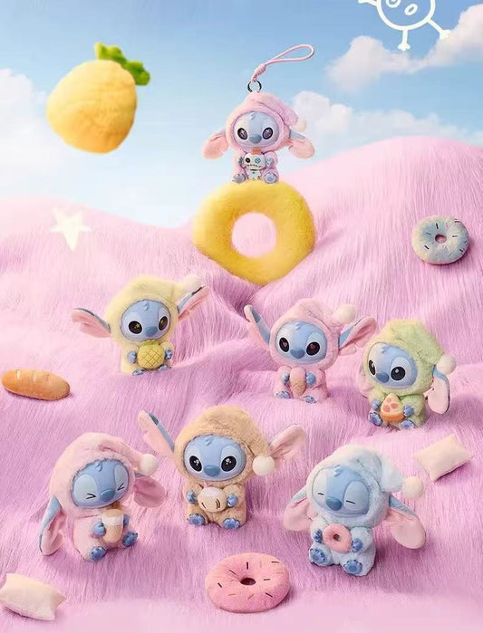 Stitch "Eat Something Before Sleep" Series Soft Vinyl Plush Keychain Blind Box