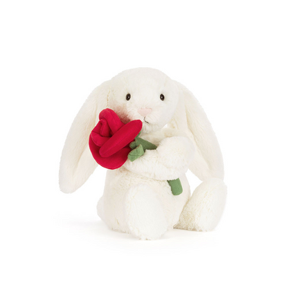 Jellycat Cream Bunny with Rose 31cm