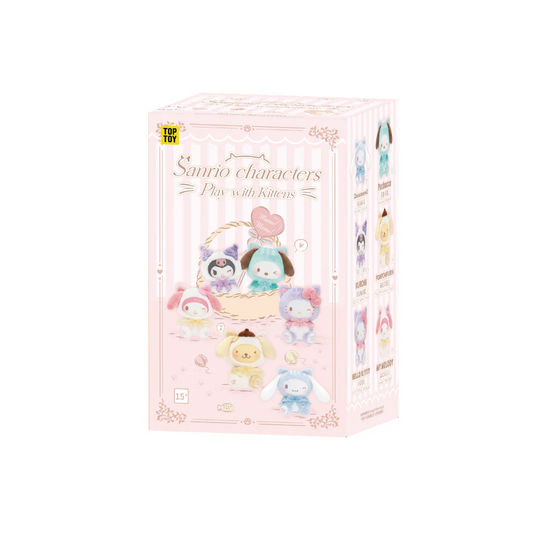 Sanrio Characters Play with Kittens Series Plush Keychains Gift Blind Box